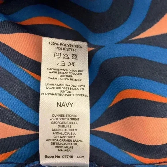 Gallery Navy Retro Style Long Sleeves Printed Pattern Blouse UK 14 - Picture 7 of 7